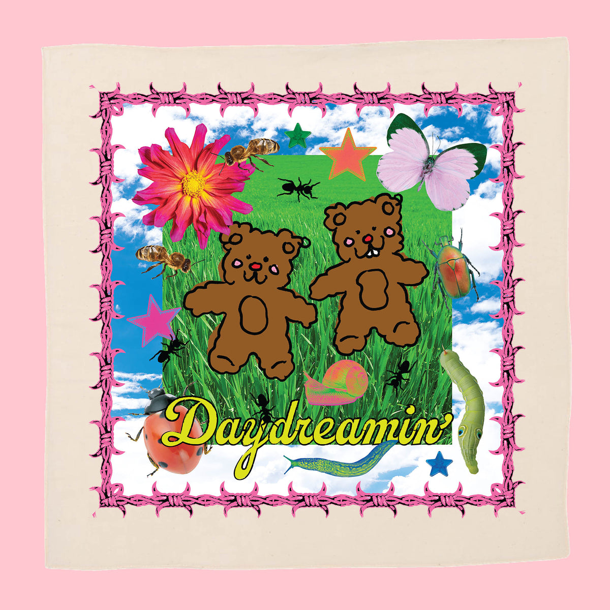 Wall Tapestry Art | Ivory Bandana + Colorful Graphic