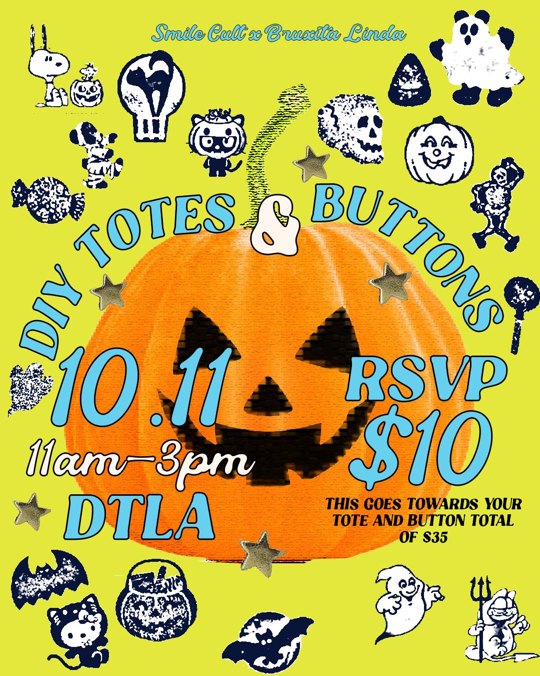 RSVP DIY Tote Bags + Buttons x Bruxita Linda | DTLA 10.11