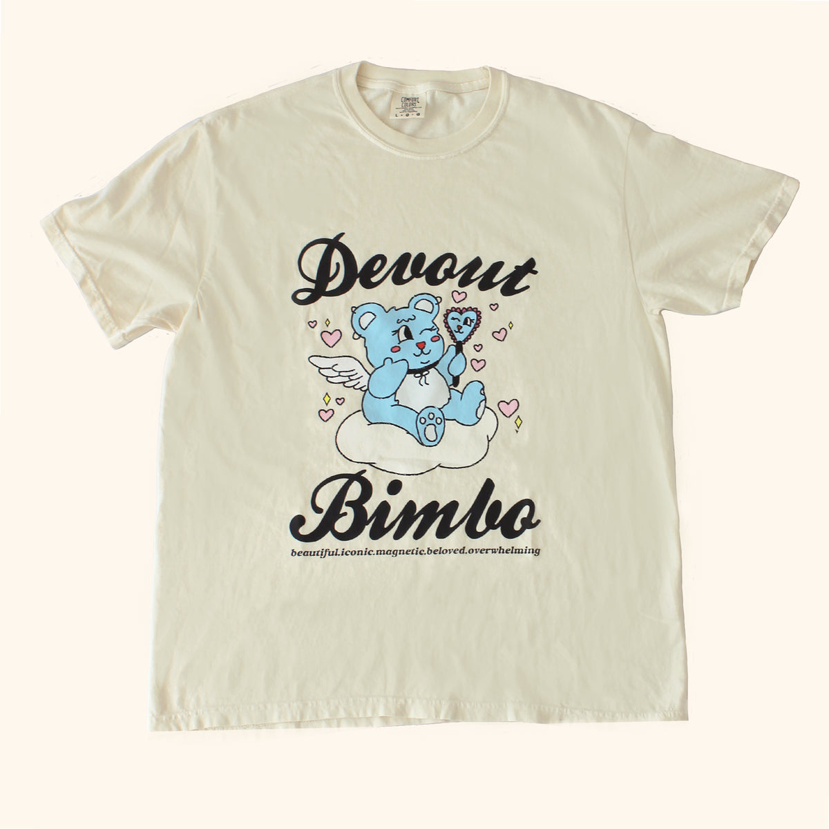 Devout Bimbo | Ivory T-Shirt (Colorful Front Graphic)