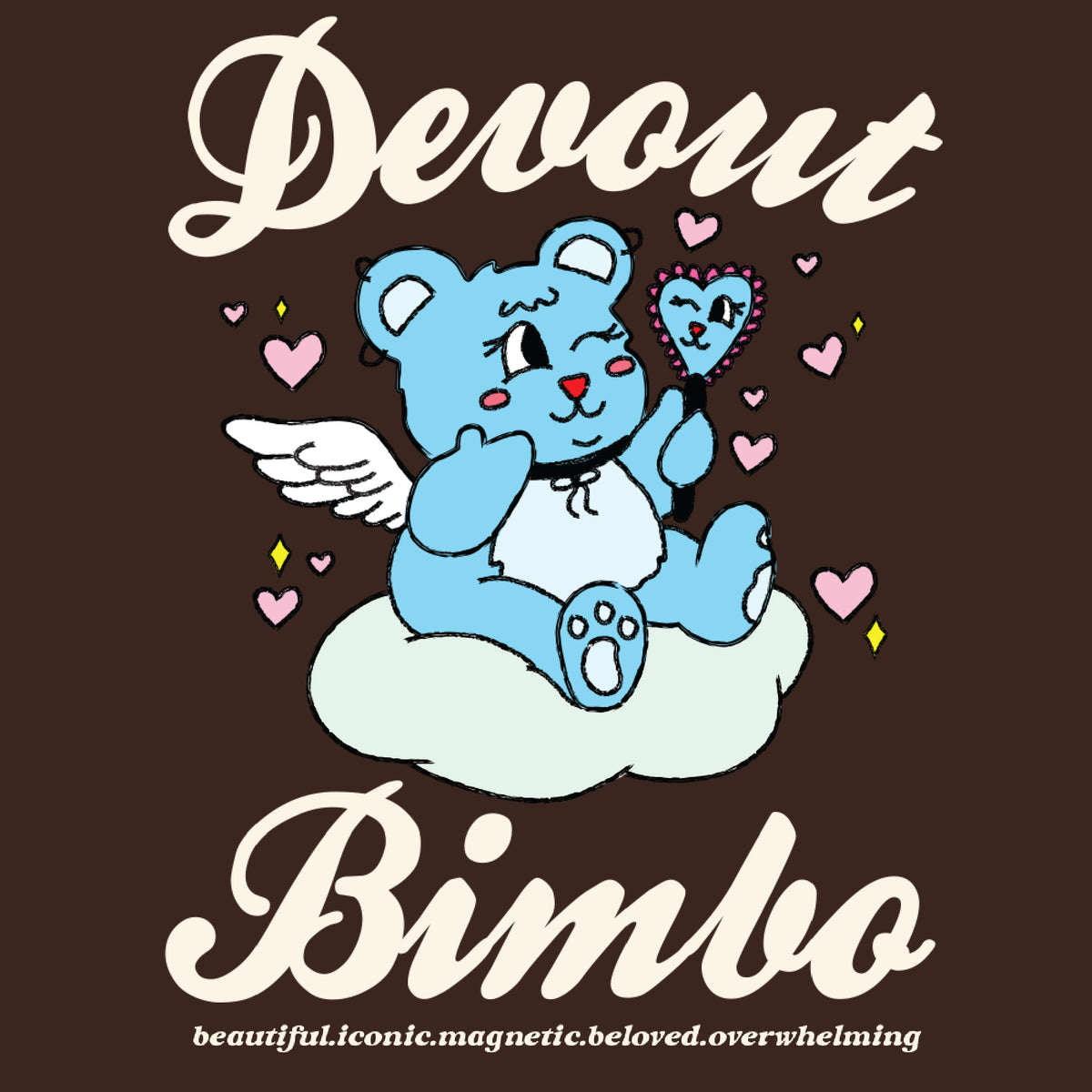 Devout Bimbo Crewneck | Brown + Colorful Graphic