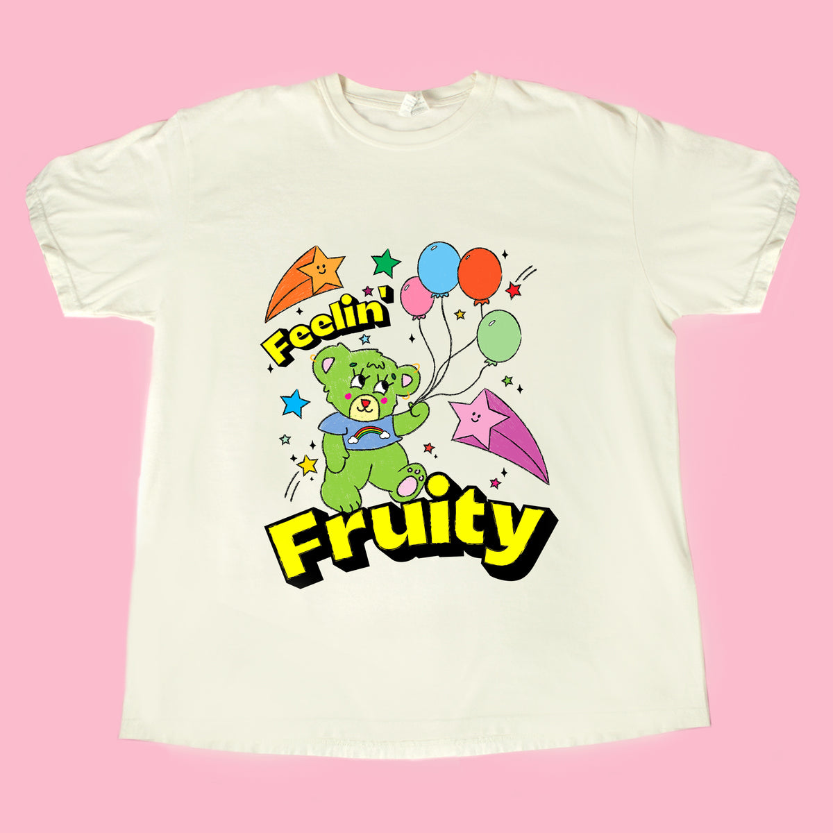 LAST CHANCE SMALL Feelin&#39; Fruity | Ivory T-Shirt (Colorful Front Graphic)