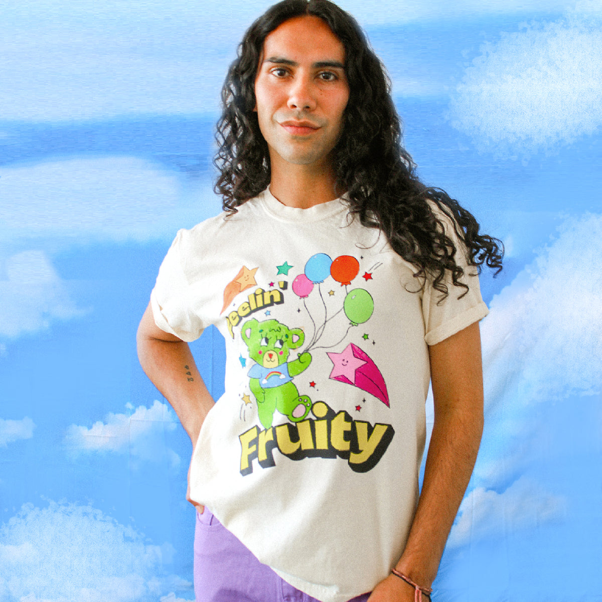 LAST CHANCE SMALL Feelin&#39; Fruity | Ivory T-Shirt (Colorful Front Graphic)