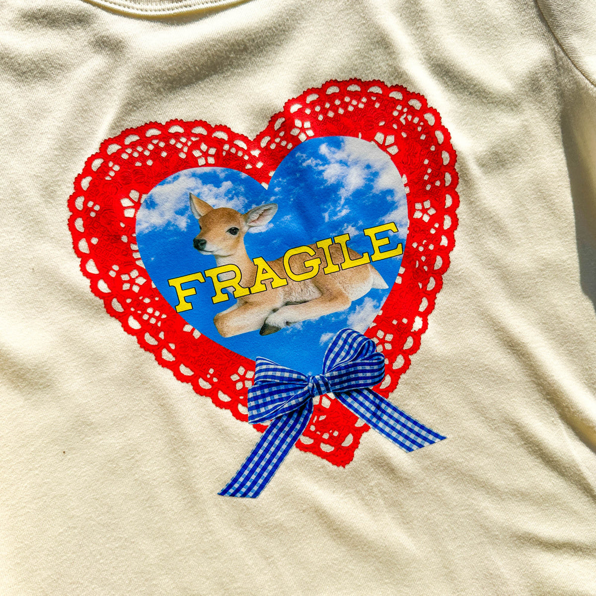 Fragile Deer Tee | Ivory Tee + Colorful Graphic