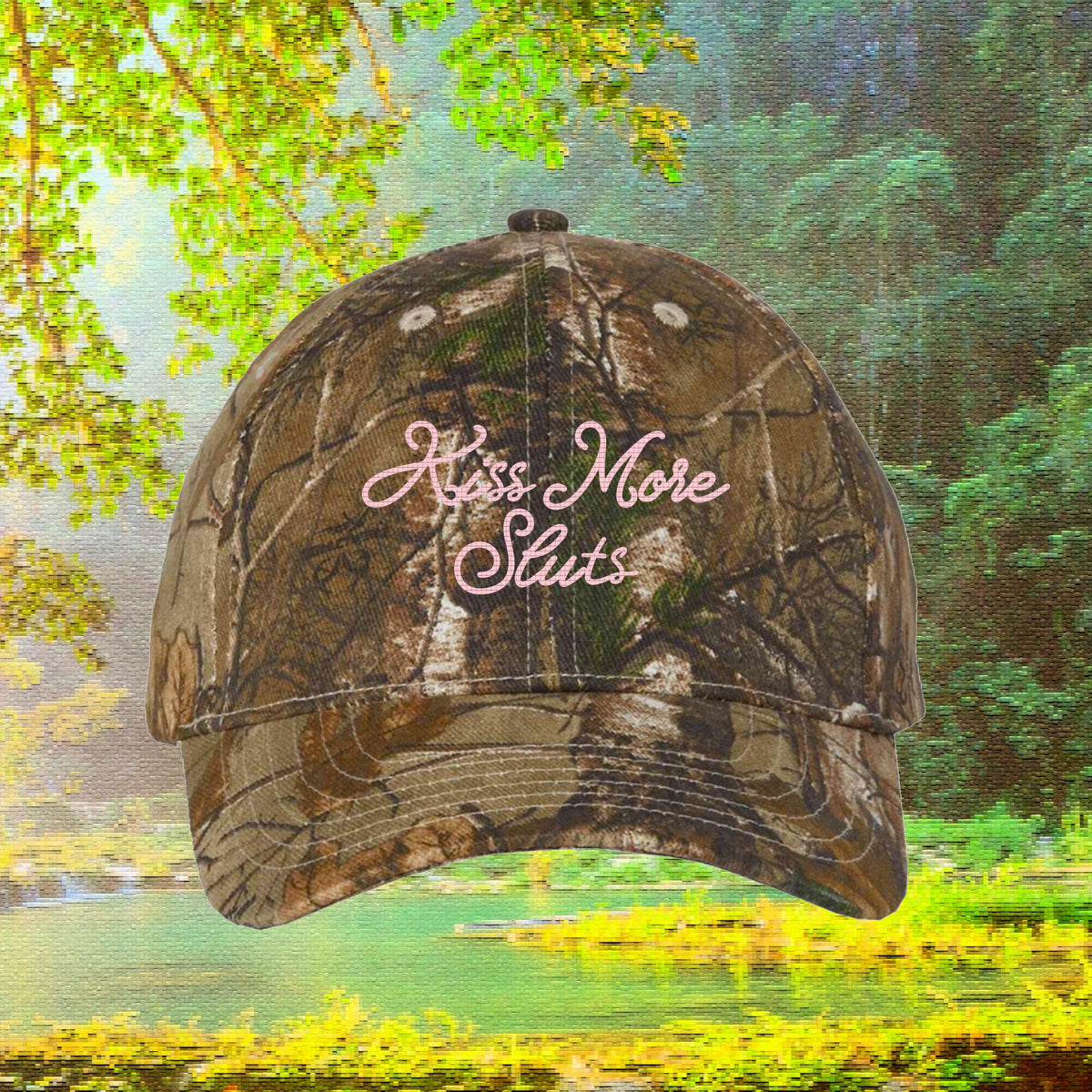 Kiss More Sluts | Realtree Camo Hat + Pink Letters