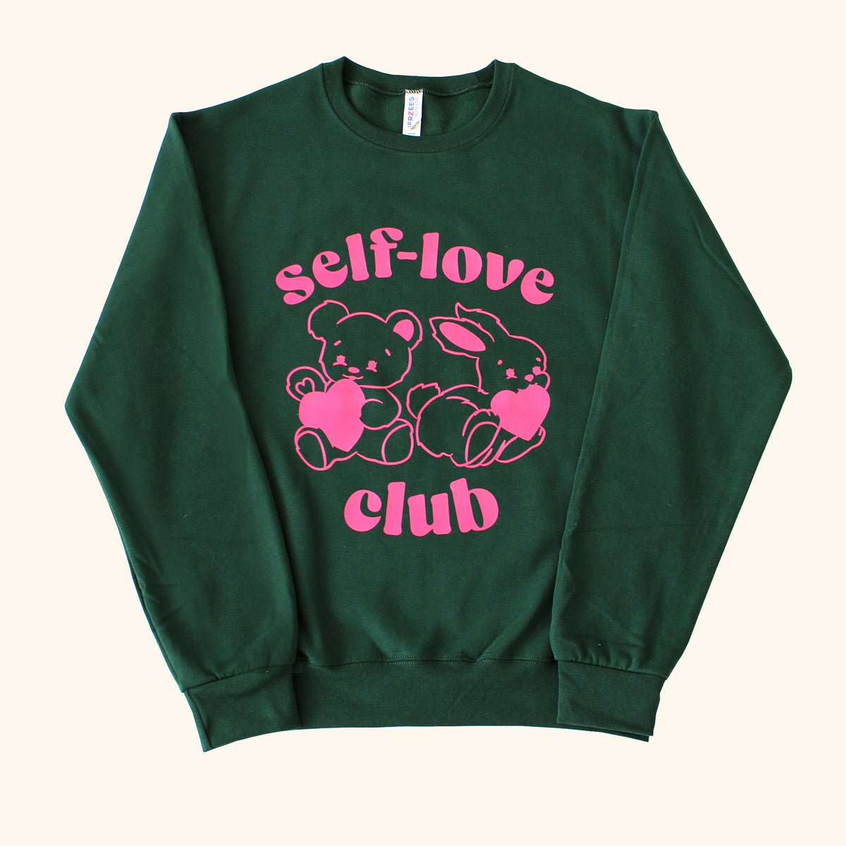Self-Love Club Crewneck | Forest Green + Hot Pink