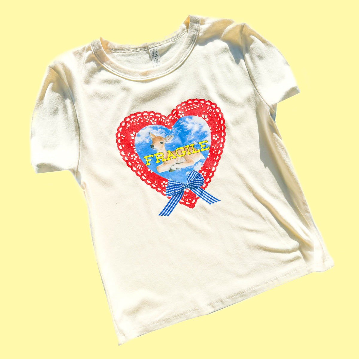 Fragile Deer Tee | Ivory Tee + Colorful Graphic