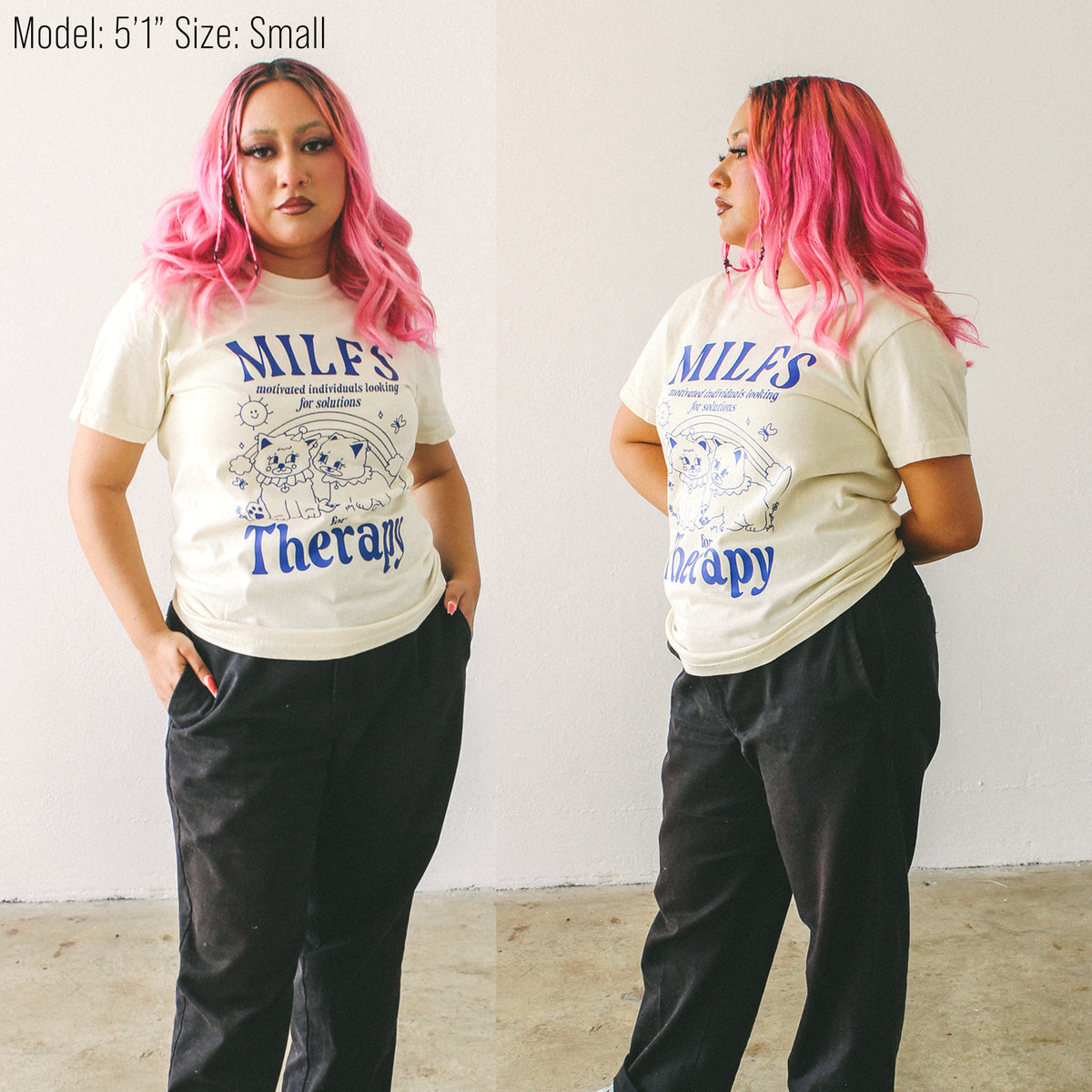 MILFS For Therapy | Ivory T-Shirt (Colorful Front Graphic)