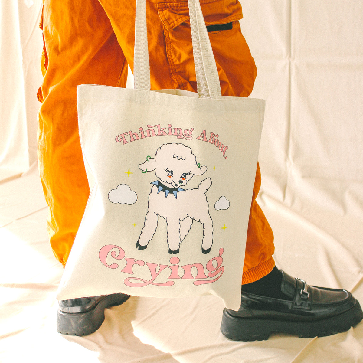 Thinking About Crying Tote Bag | Canvas + Graphic